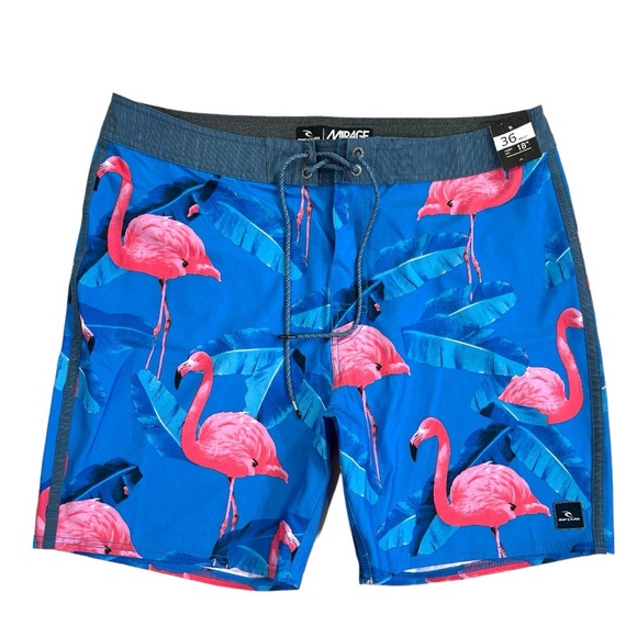 NWT Rip Curl Mirage Ultimate 18” Boardshorts size 36 in Blue Flamino Print - Picture 2 of 7